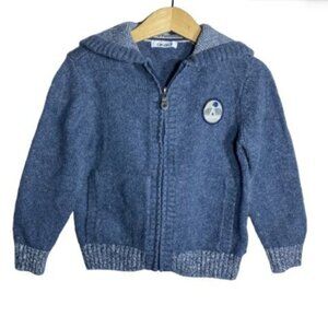 Okaidi Be Curious Blue Knitted Hooded Sweater  4T